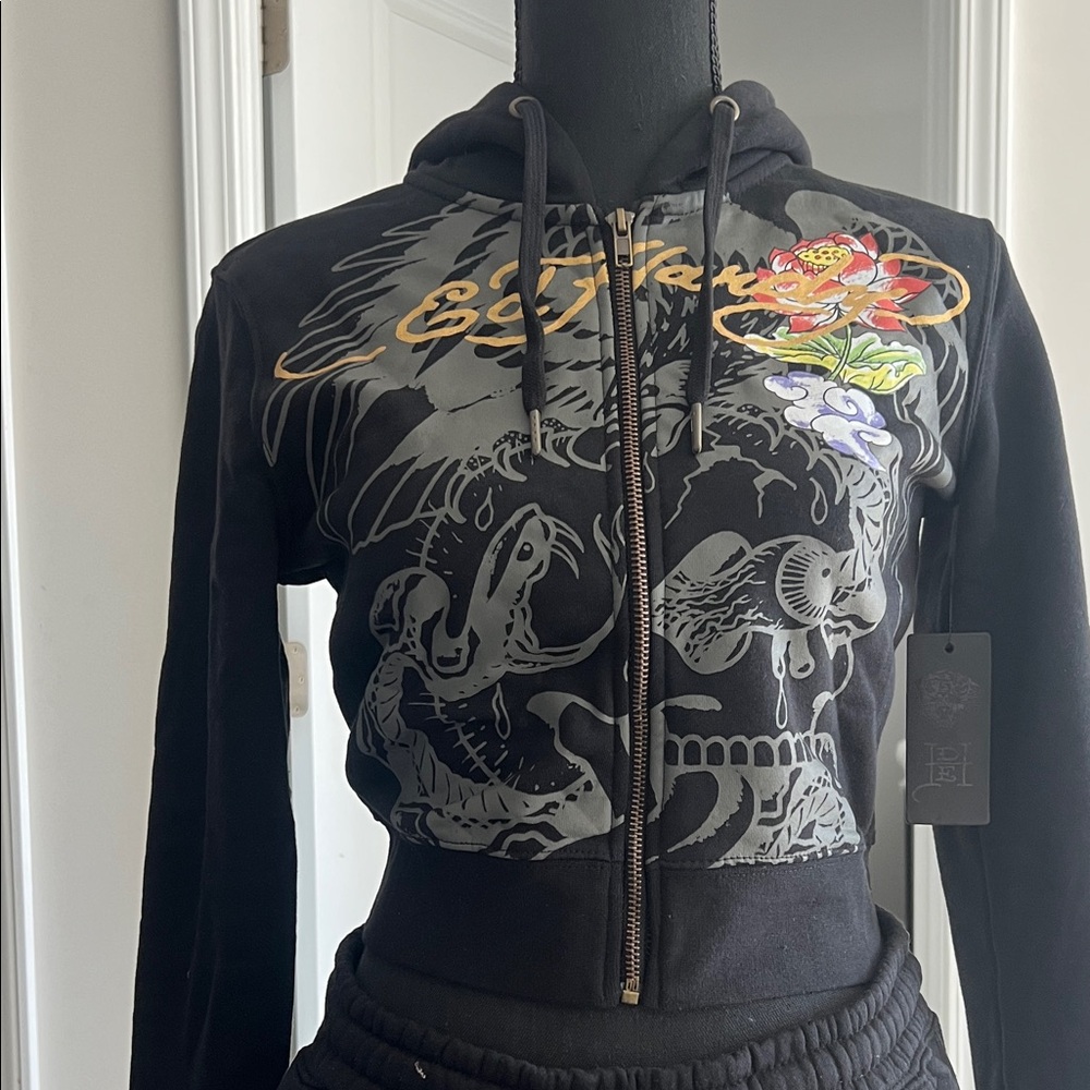 Ed Hardy Black and Gold Graphic Zip-Up and Sweatpants (Complete Outfit) - Picture 7 of 7
